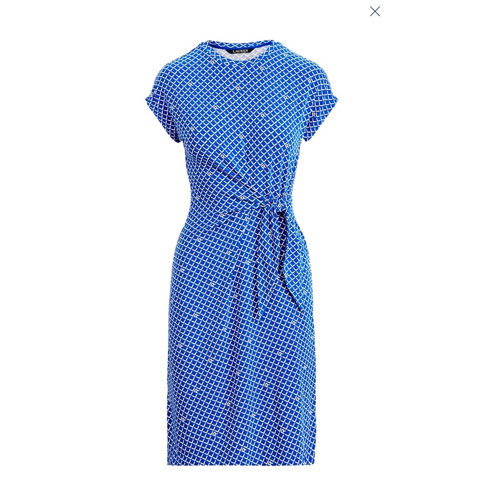 Ralph Lauren Logo Tie-Front Jersey Dress size large.